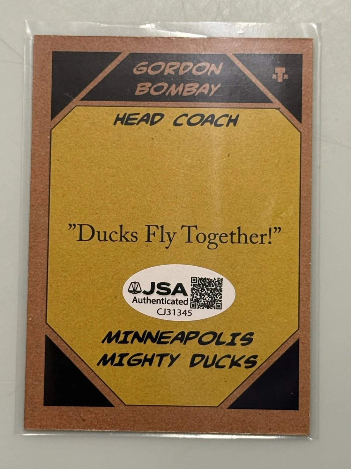 Emilio Estevez — Emilio Estevez Signed Custom Mighty Ducks Trading Card Coach Bombay JSA COA￼, image 2