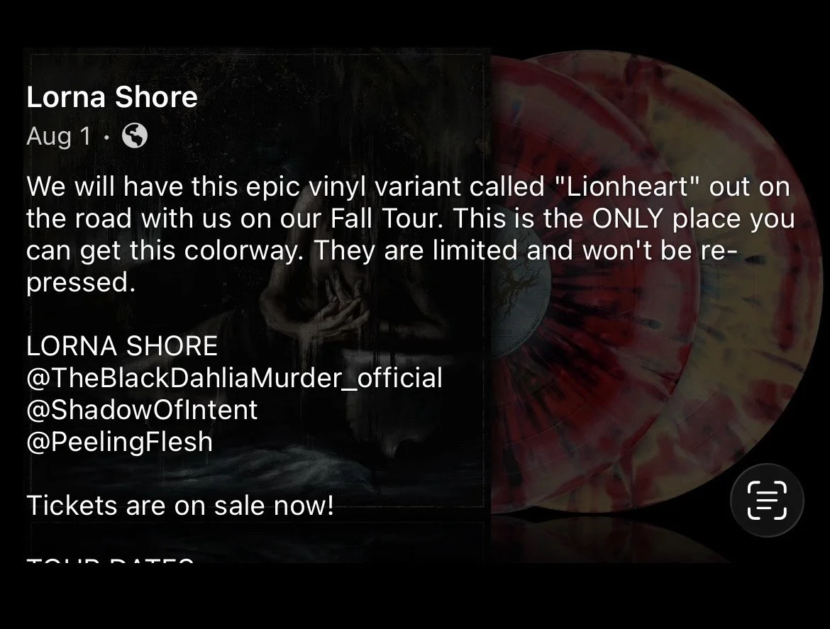 LORNA SHORE AUTOGRAPHED SIGNED RARE VARIANT LP VINYL ALBUM W/ JSA COA # CM86152, image 4