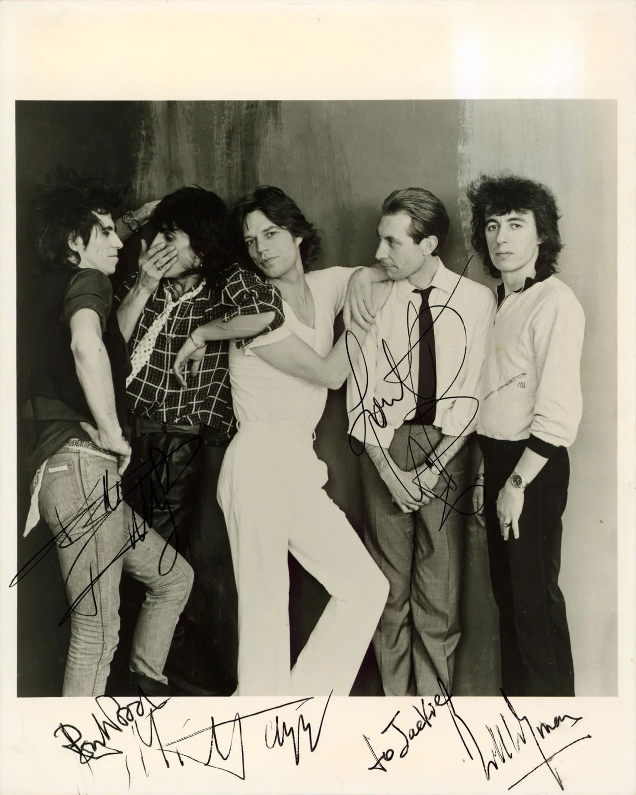 Keith Richards, Mick Jagger, Ronnie Wood, Charlie Watts & Bill Wy — Rolling Stones (5) Richard, Jagger Authentic Signed 8x10 Photo PSA/DNA #V03018