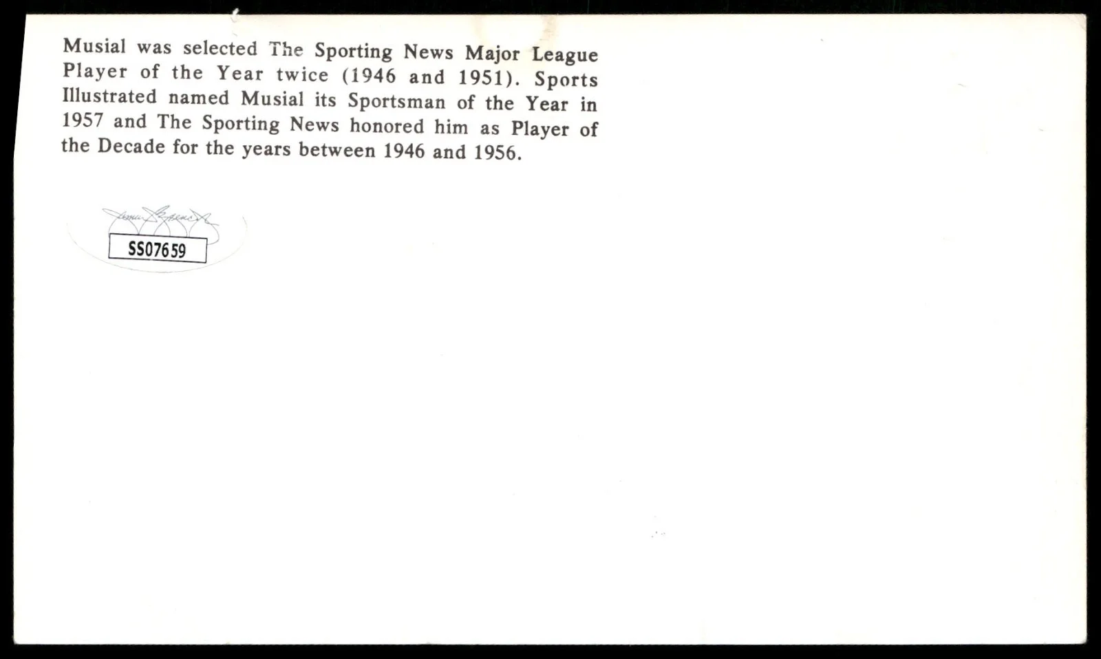 Stan Musial Signed Photo -Rare Autograph w JSA Cert, image 2