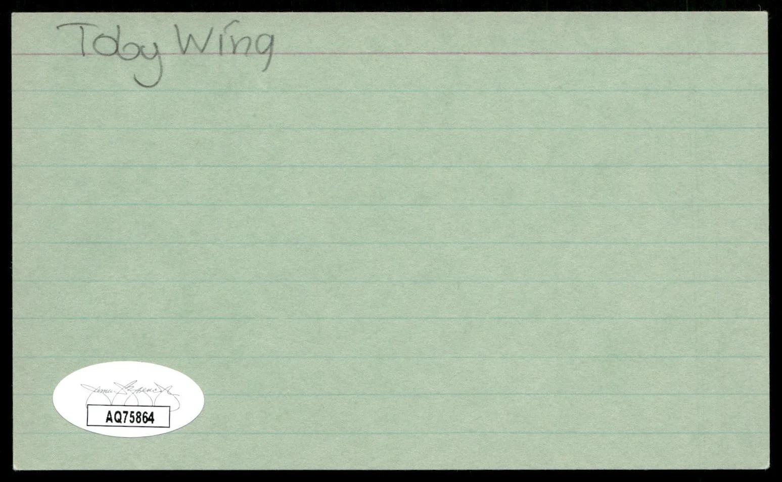 Actress Toby Wing Signed Index Card Auto -Rare Autograph w JSA Cert, image 2