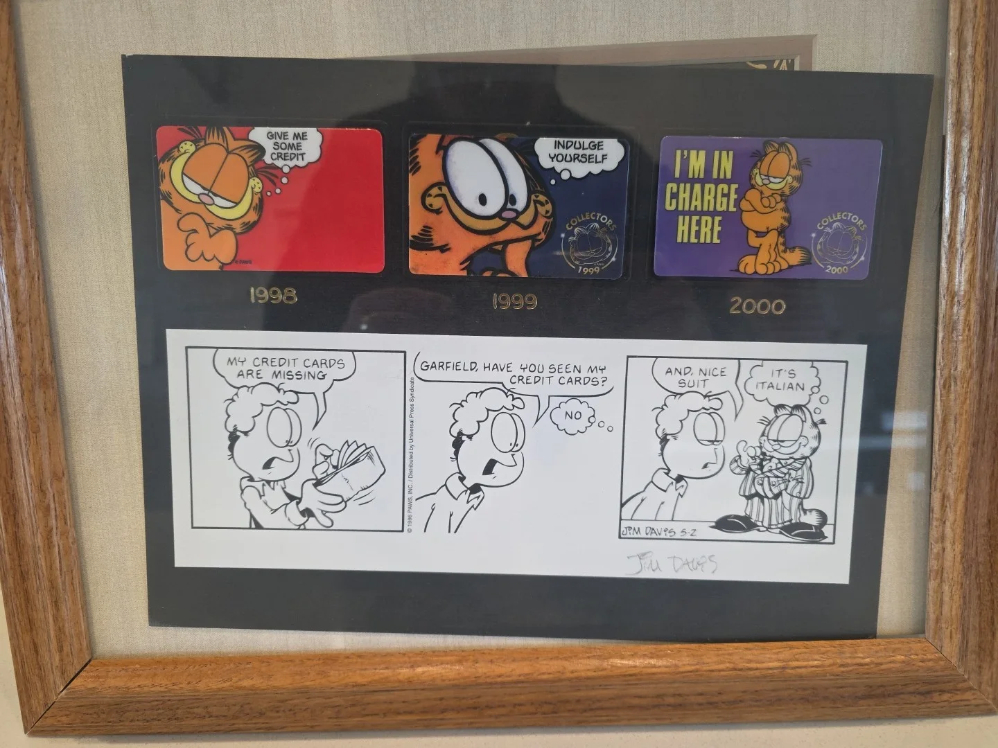 Jim Davis — SIGNED Garfield Original Daily Comic Strip print Bank Credit Card Jim Davis, image 2