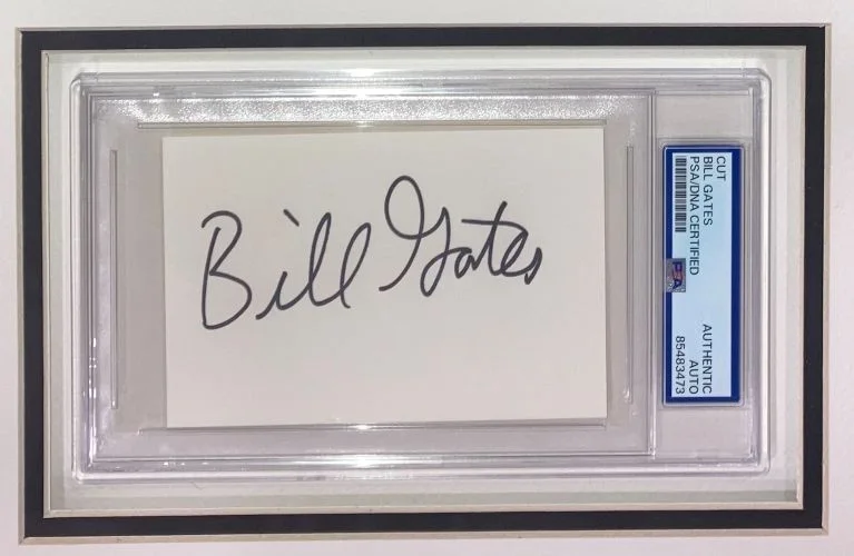 Bill Gates — Bill Gates Microsoft Signed Framed Cut Signature w/ 8x10 Photo PSA, изображение 2