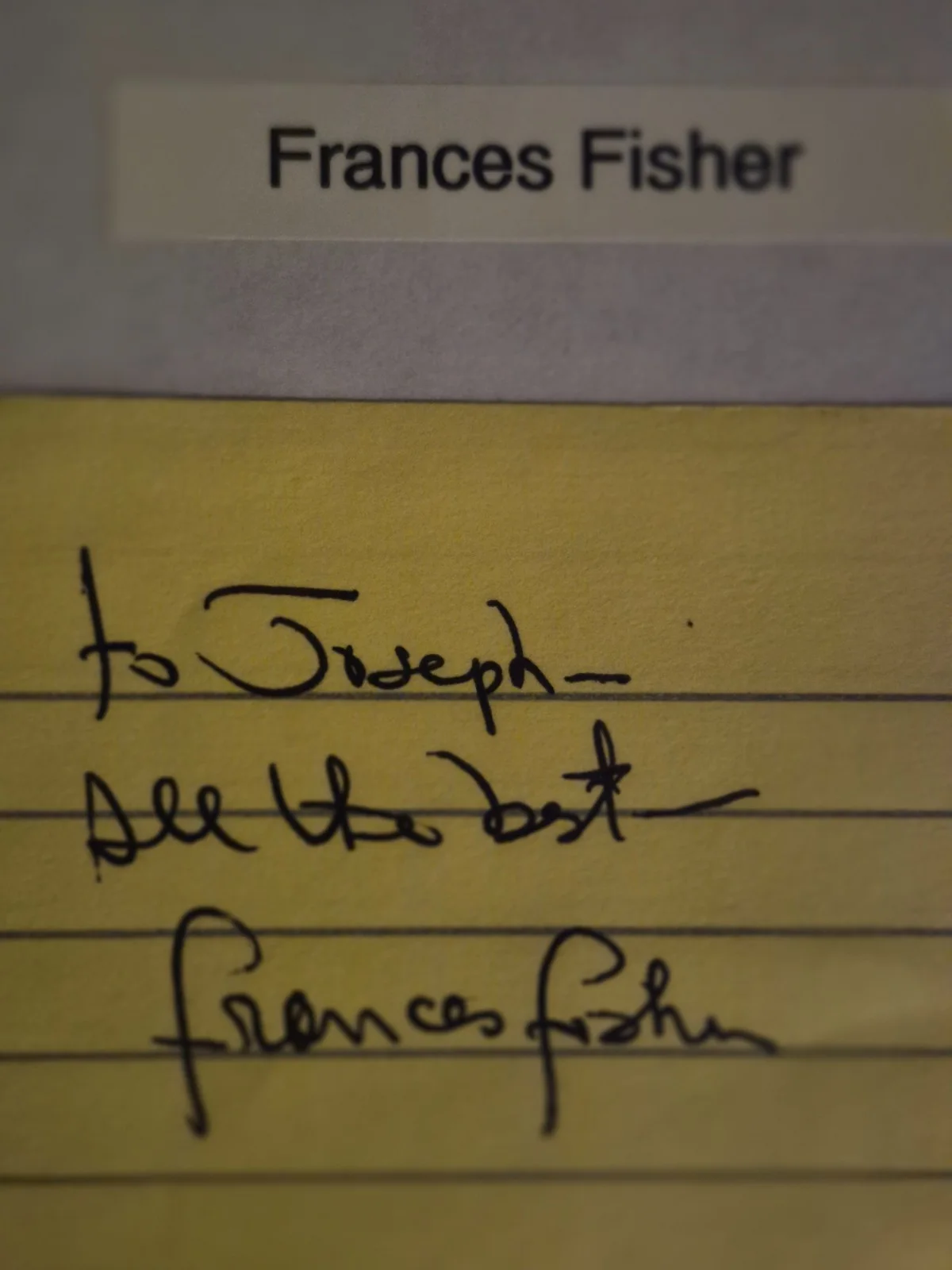 Signed note of paper, Frances Fisher 'Titanic', image 2