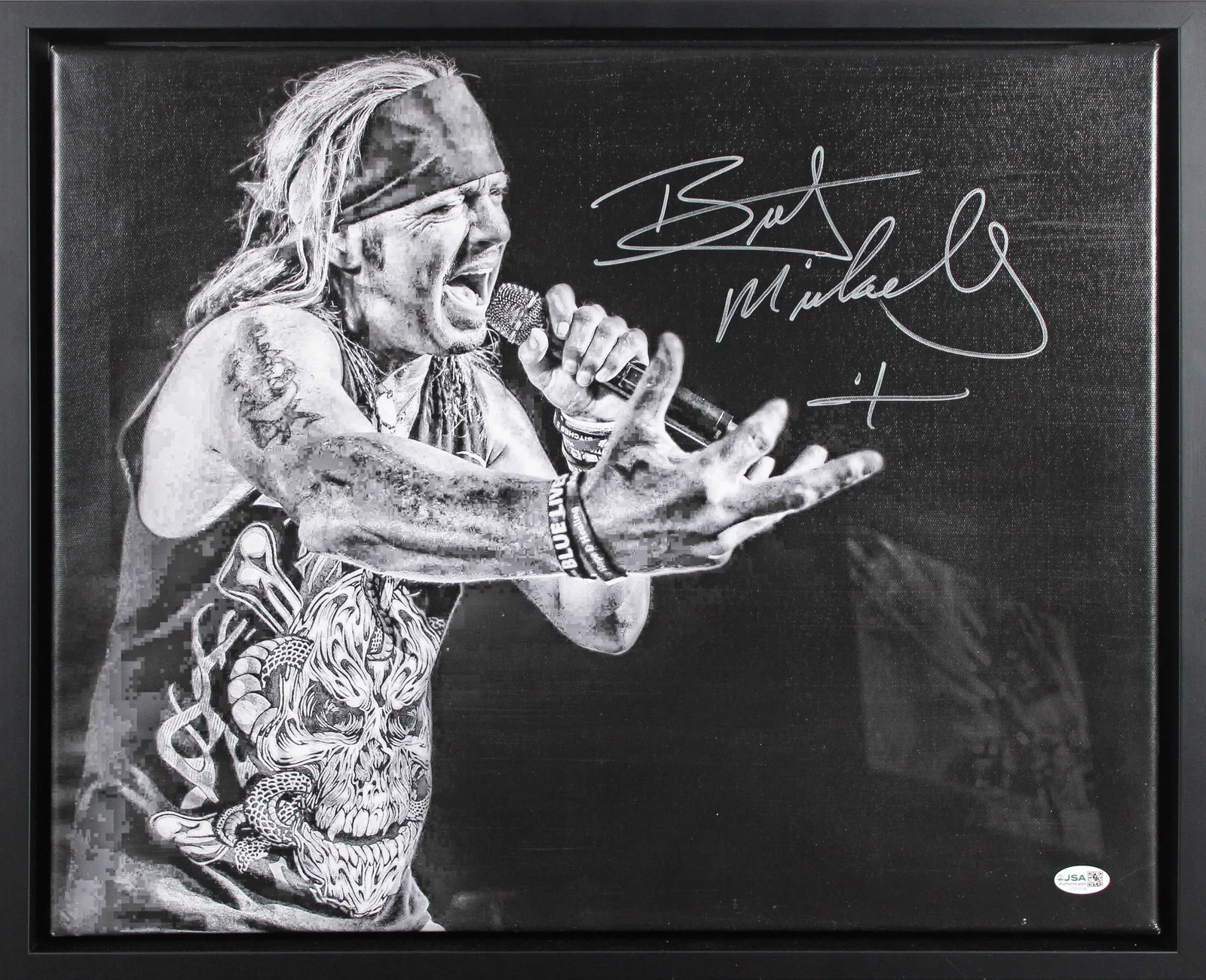Bret Michaels — Bret Michaels Poison Authentic Signed & Framed 16x20 Canvas JSA #CL51526