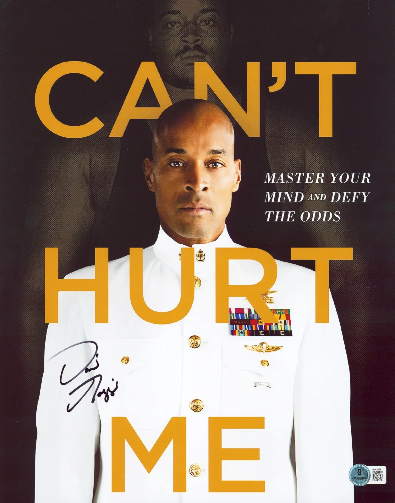 David Goggins — David Goggins Cant Hurt Me Authentic Signed 11x14 Book Cover Photo BAS #BN62953
