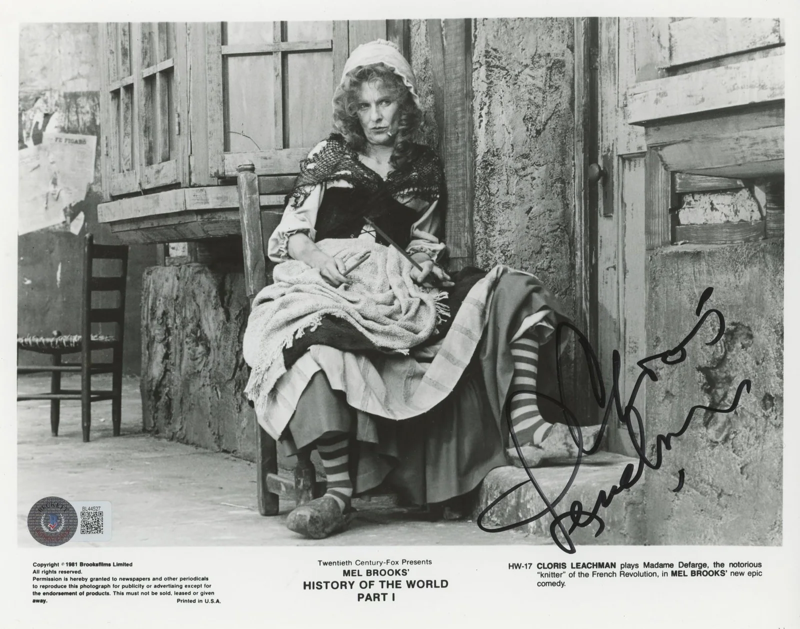 Cloris Leachman — Cloris Leachman History of the World: Part I Signed 8x10 Photo BAS #BL44527, изображение 3