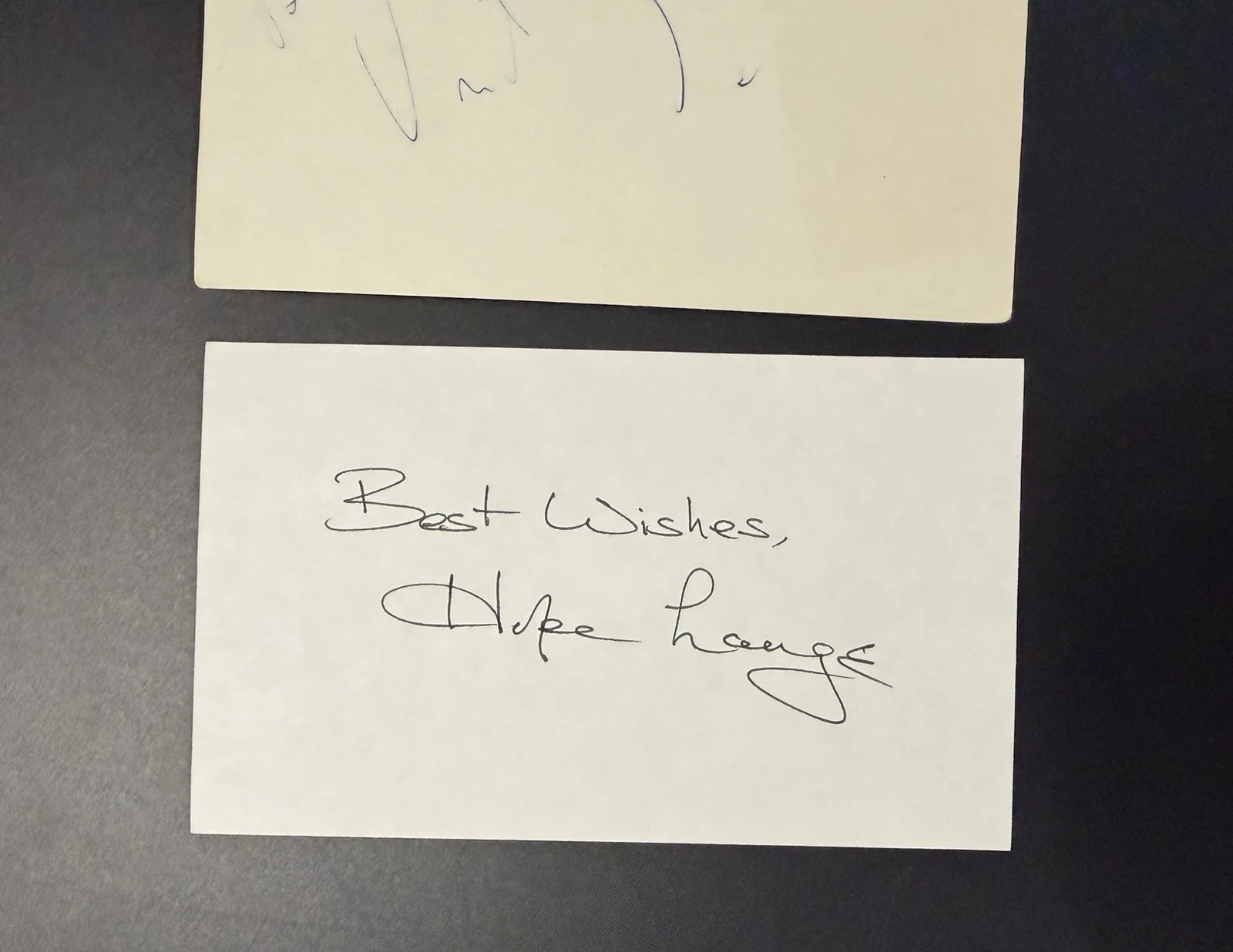Hope Lange & Vincent Gardenia Signed Autograph Cards 3x5 – Death Wish, изображение 2