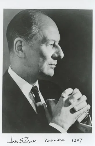 John Gielgud — John Gielgud Arthur "Best Wishes 1987" Signed 4.5x7.25 Photo BAS #BK43366, изображение 3