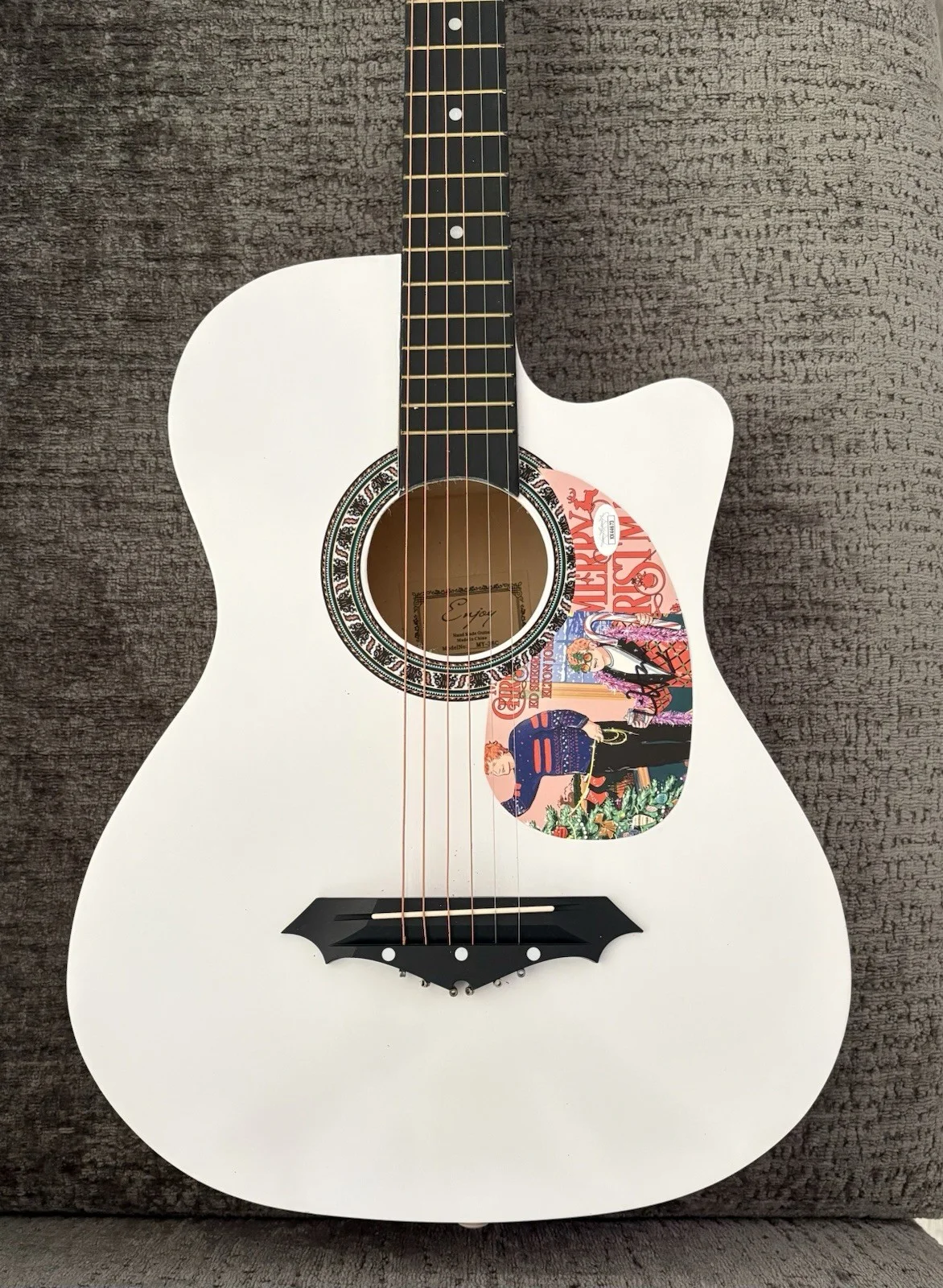 Elton John Signed White Acoustic Guitar AUTO JSA, image 2