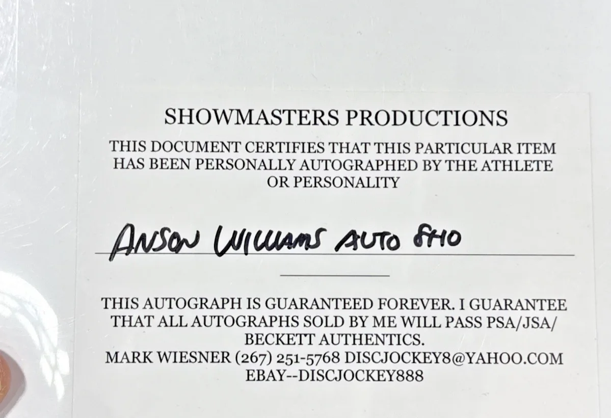 ANSON WILLIAMS SIGNED 8X10 PHOTOGRAPH HAPPY DAYS POTSIE COA, изображение 3