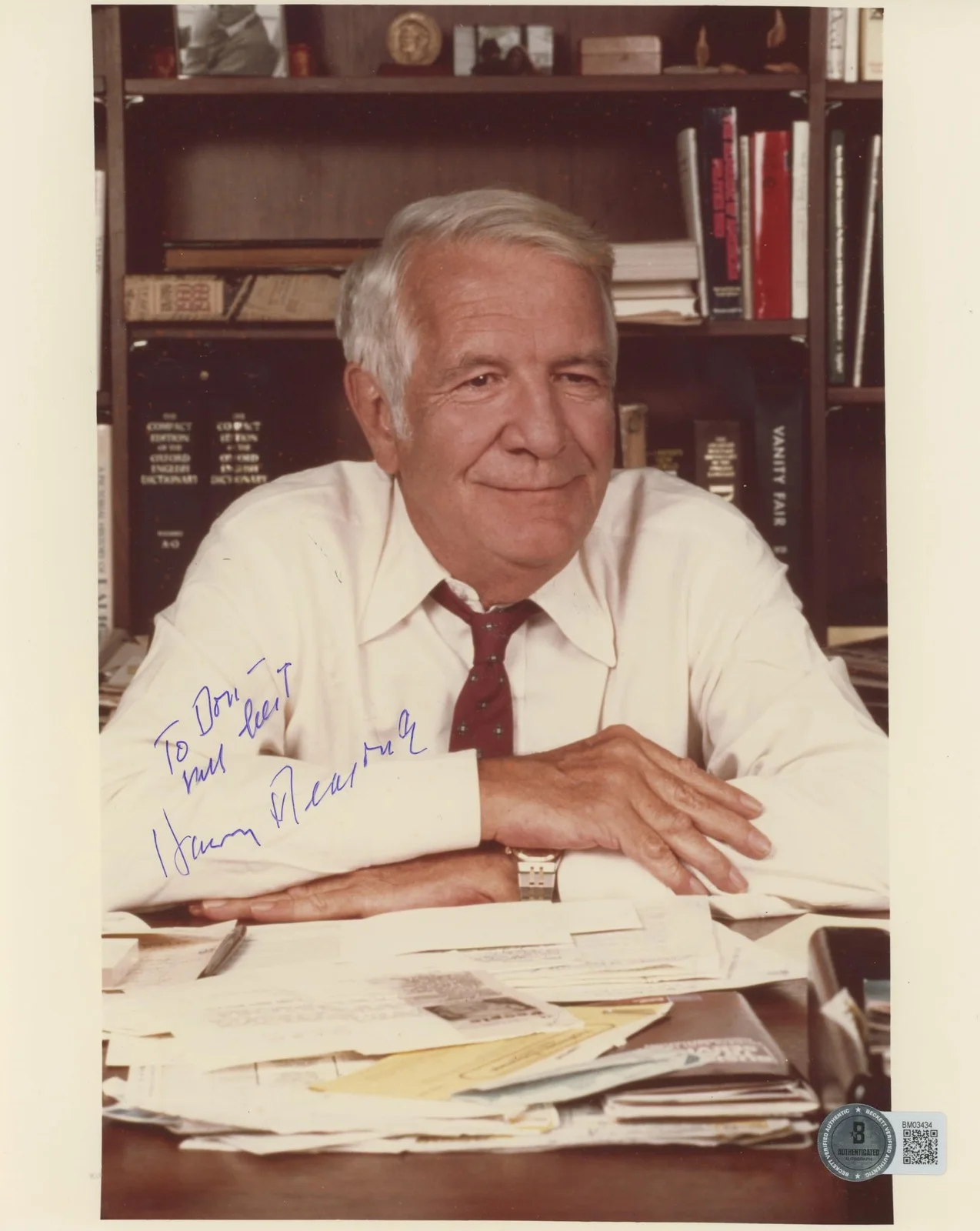 Harry Reasoner — Harry Reasoner 60 Minutes "My Best" Authentic Signed 8x10 Photo BAS #BM03434, изображение 3