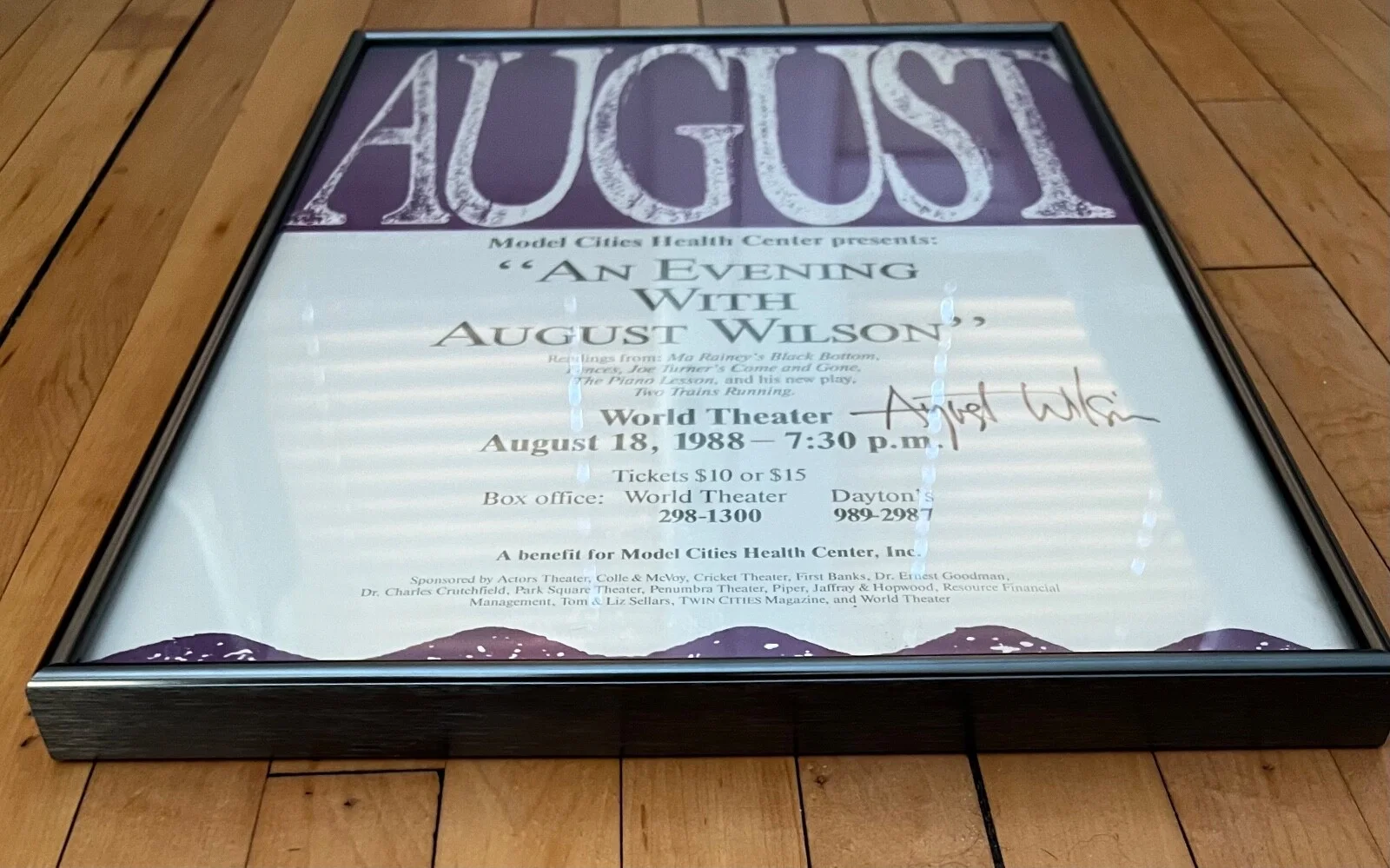 August Wilson — August Wilson Signed "An Evening with August Wilson" (1988) Framed Poster, image 3