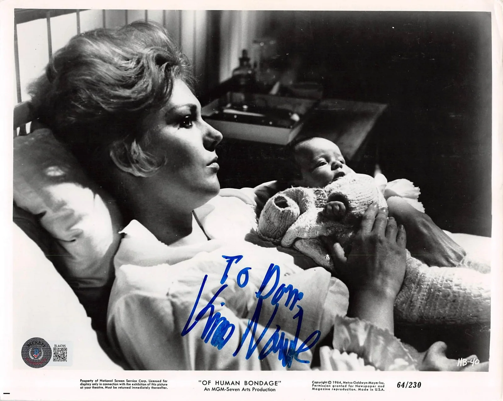 Kim Novak — Kim Novak Of Human Bondage "For Don" Authentic Signed 8x10 Photo BAS #BL44765, изображение 3