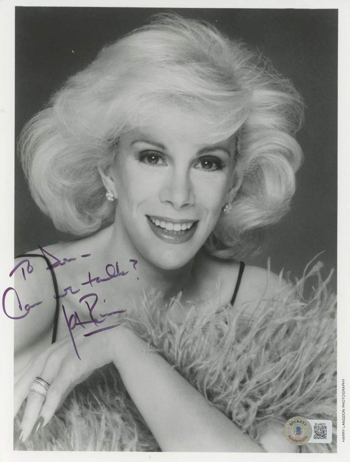 Joan Rivers — Joan Rivers Fashion Police "To Don Can We Talk?" Signed 8x10 Photo BAS #BL44623, изображение 3