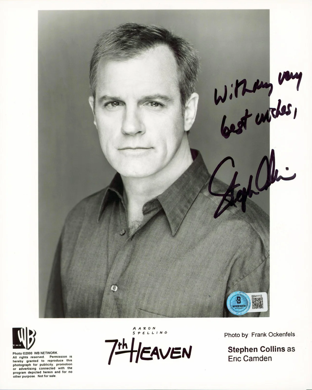 Stephen Collins — Stephen Collins 7th Heaven "With My Very Best Wishes" Signed 8x10 Photo BAS