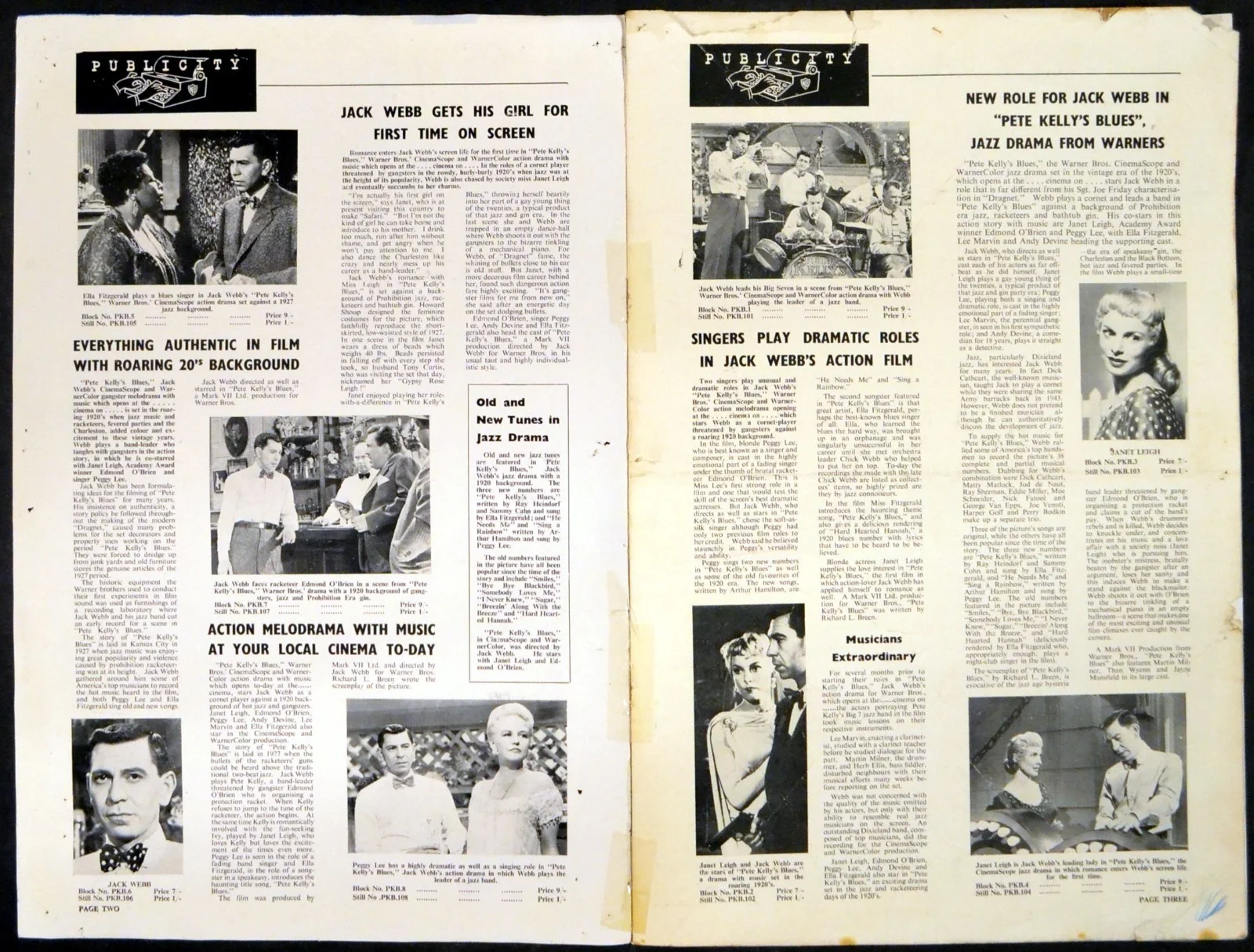 PETE KELLY’S BLUES 1955 Jack Webb, Janet Leigh Edmond O'Brien JAZZ CAMPAIGN BOOK, image 2
