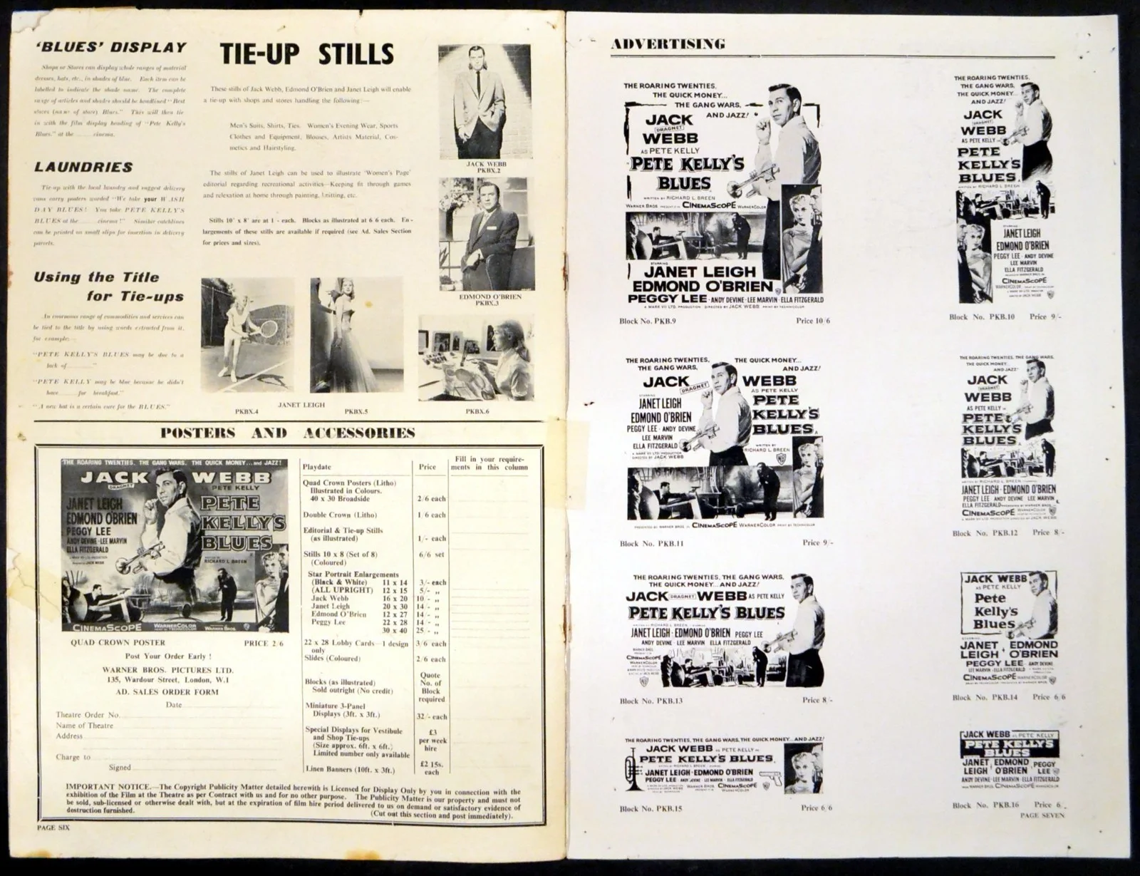 PETE KELLY’S BLUES 1955 Jack Webb, Janet Leigh Edmond O'Brien JAZZ CAMPAIGN BOOK, image 4