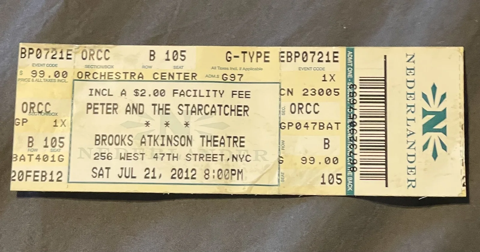 Cast — "Peter & the Star Catcher" Original Broadway Cast Signed Playbill w/ticket stub, image 4