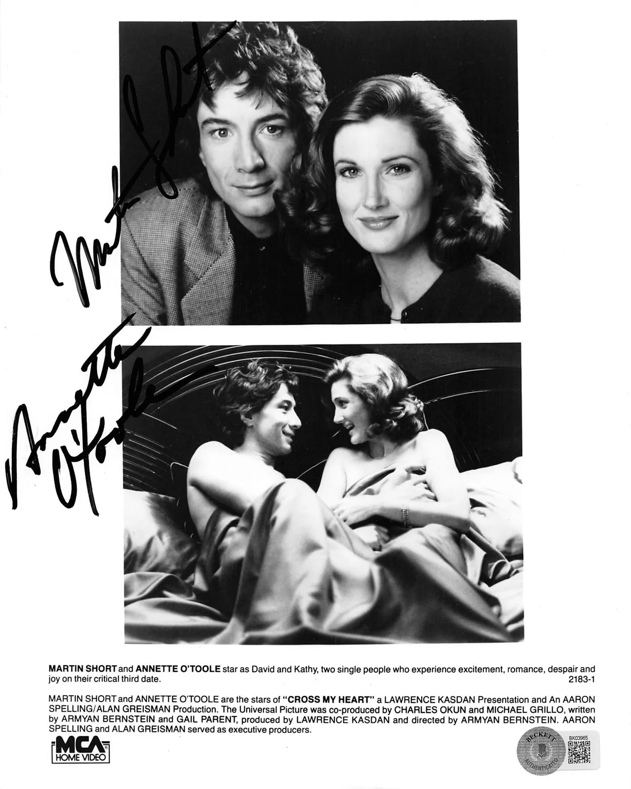 Martin Short & Annette O'Toole — Martin Short & Annette O'Toole Cross My Heart Signed 8x10 Photo BAS #BK03965