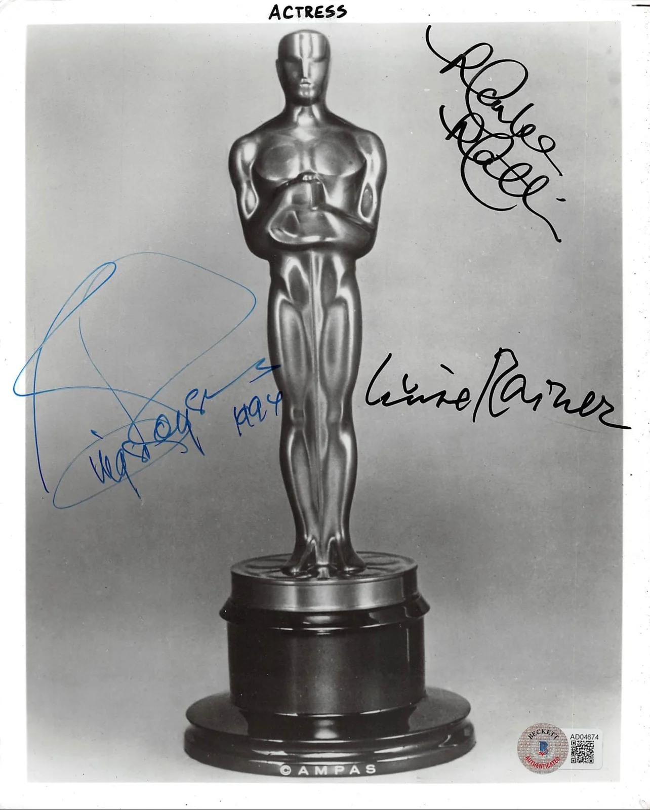 Marlie Matlin, Ginger Rogers, Luise Rainer — Oscar Winners (3) Matlin, Rogers & Rainer Signed 8x10 B&W Photo BAS #AD04674, изображение 4