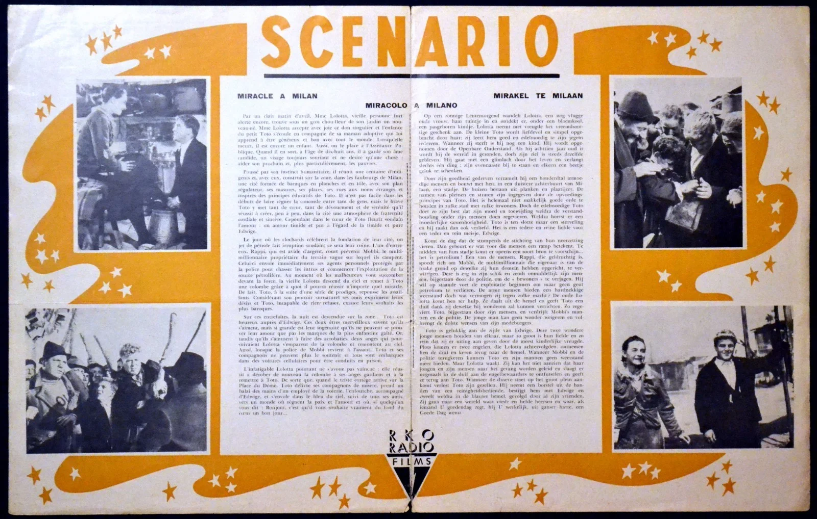 MIRACLE IN MILAN 1951 Vittorio De Sica, Paolo Stoppa BELGIAN PRESSBOOK, image 2
