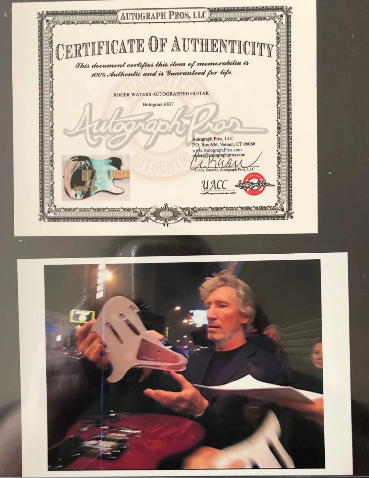Roger Waters Signed One-of-a-Kind Custom Airbrushed “The Wall” guitar with COA, изображение 4