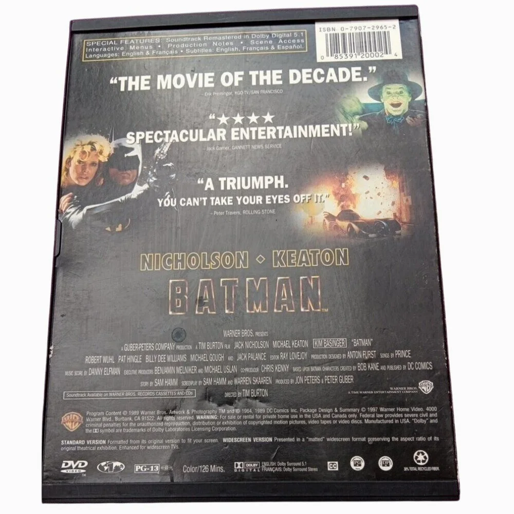 Batman (DVD, 1989, Snap-case) Jack Nicholson, image 2