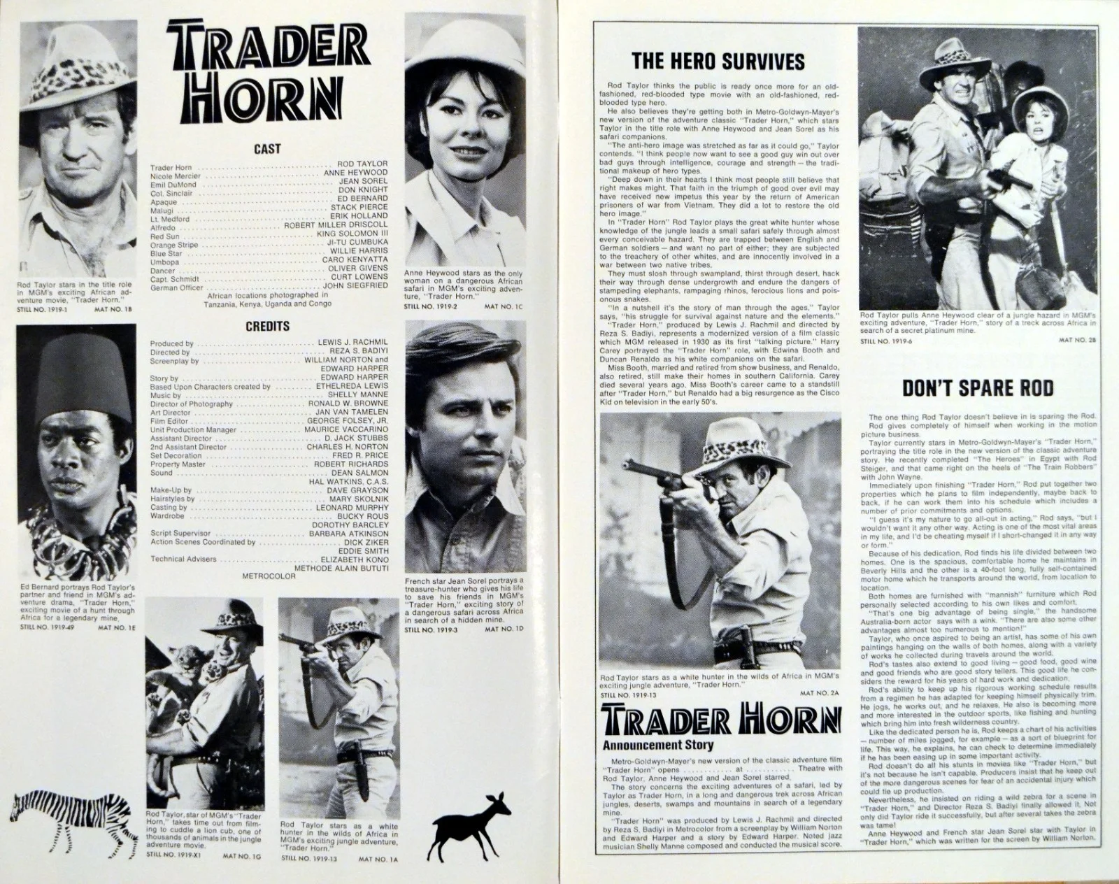 TRADER HORN 1973 Rod Taylor, Anne Heywood US PRESSBOOK, image 2