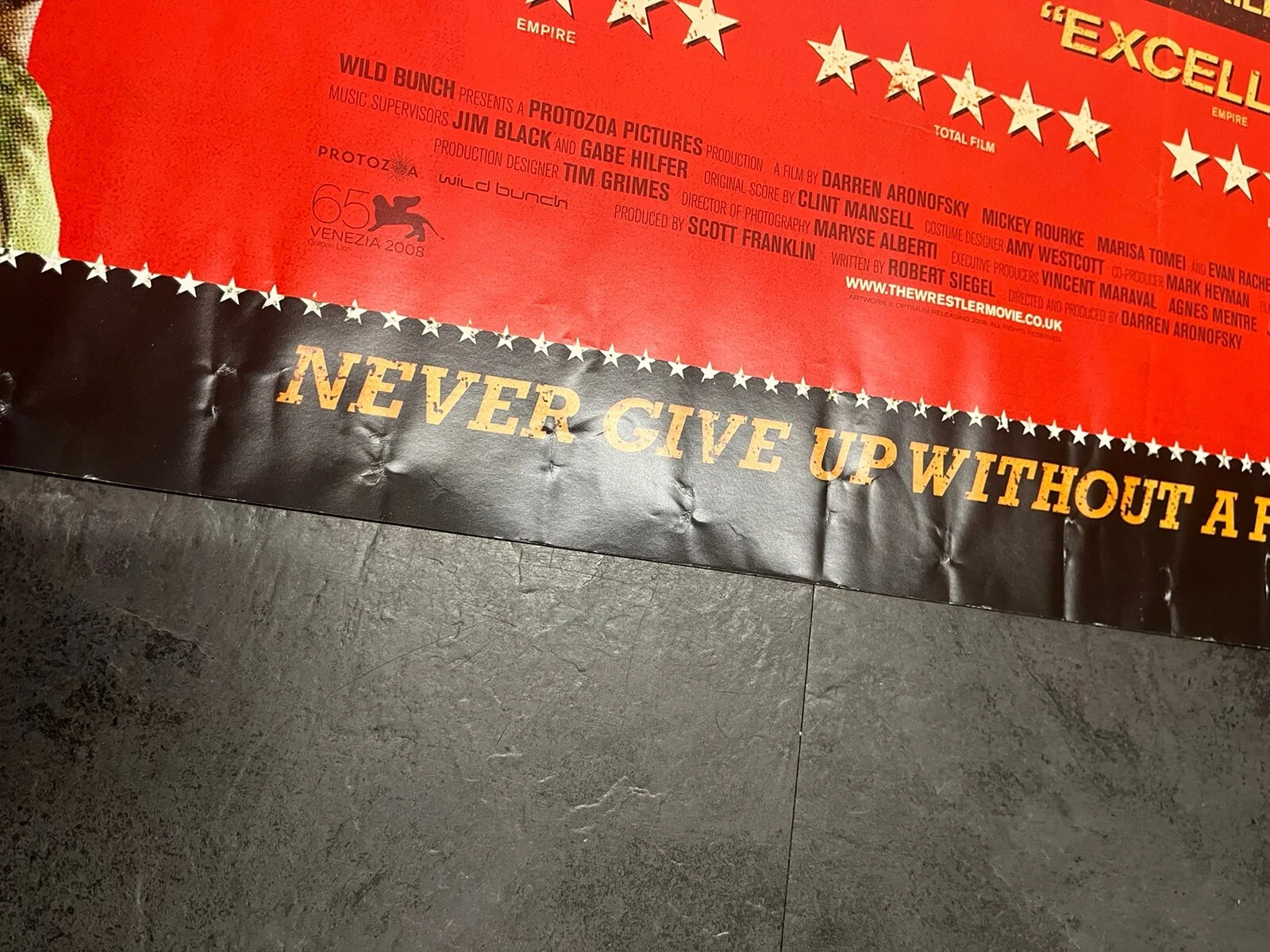 THE WRESTLER- MICKEY ROURKE FILM- ORIGINAL UK QUAD MOVIE POSTER- RARE Dual Side, изображение 5