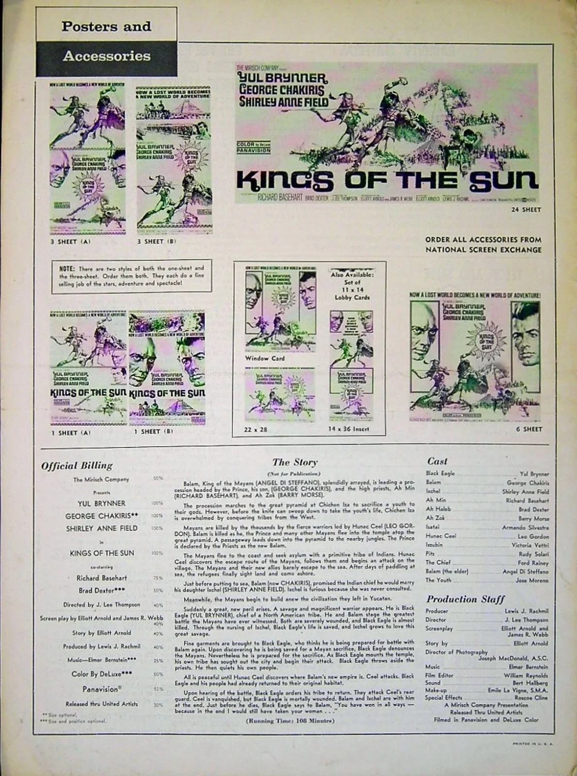 KINGS OF THE SUN 1963 Yul Brynner George Chakiris Shirley Anne Field PRESSBOOK, изображение 2