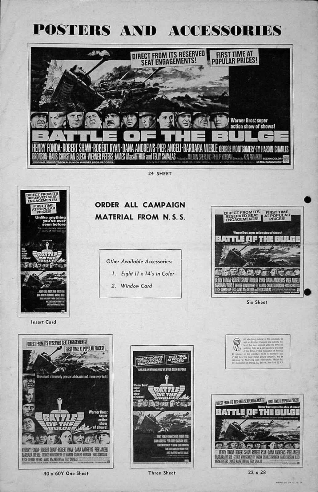 BATTLE OF THE BULGE 1965 Henry Fonda, Robert Shaw, Robert Ryan US PRESSBOOK, изображение 2