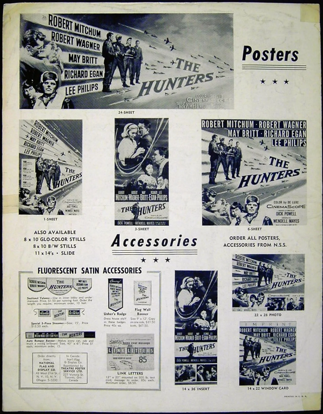 HUNTERS 1958 Robert Mitchum, Robert Wagner, Richard Egan US PRESSBOOK, image 3