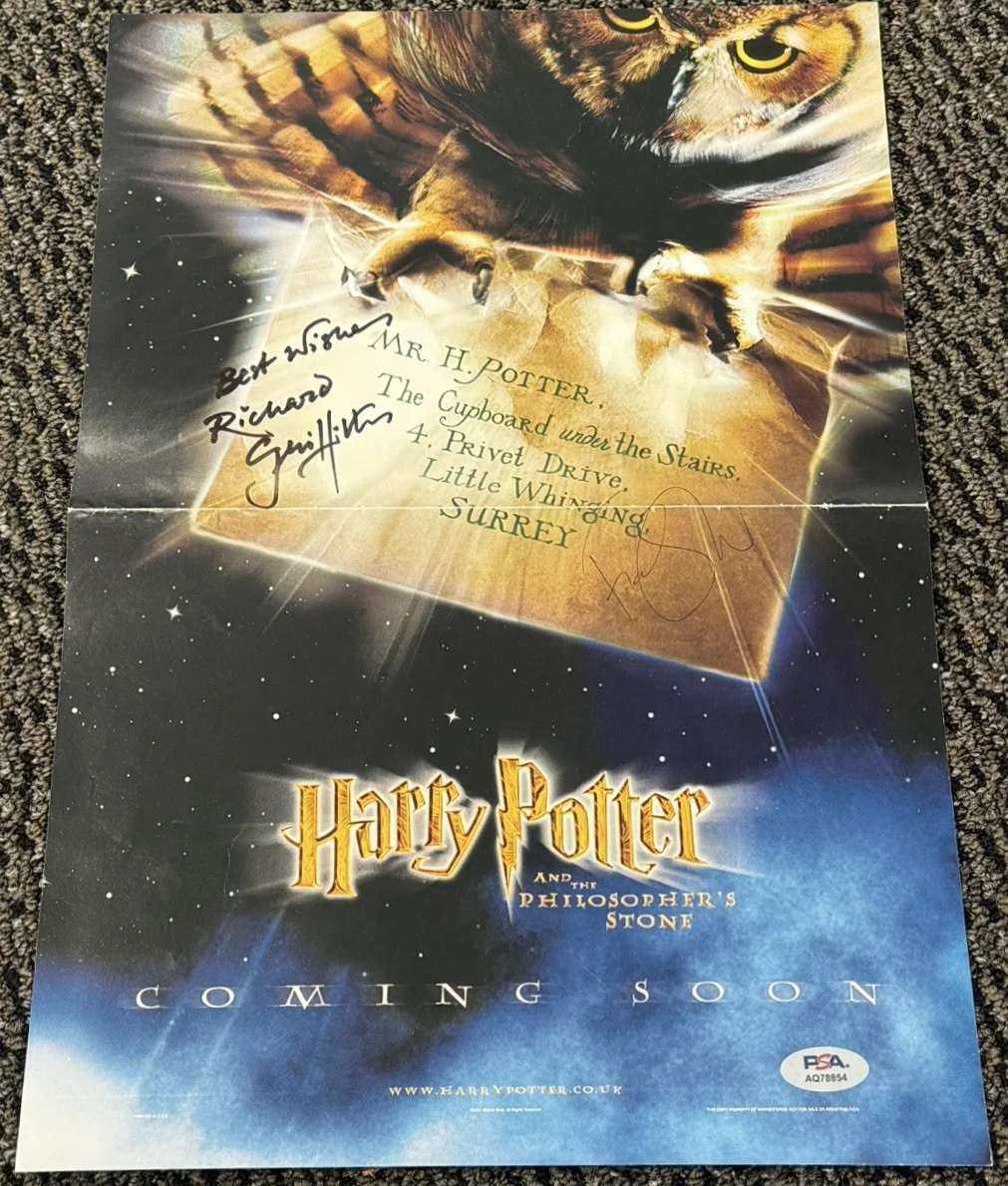 Richard Griffiths & Fiona Shaw — Richard Griffiths & Fiona Shaw Dual Signed Harry Potter Movie Poster PSA/DNA