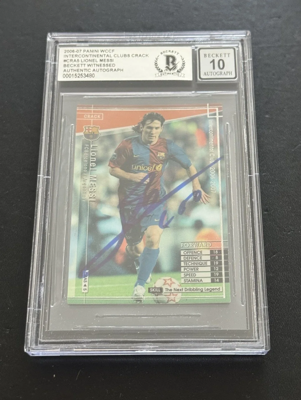 Lionel Messi — LIONEL MESSI SIGNED 2006-07 INTERCONTINENTAL CLUBS BECKETT BGS AUTO 10
