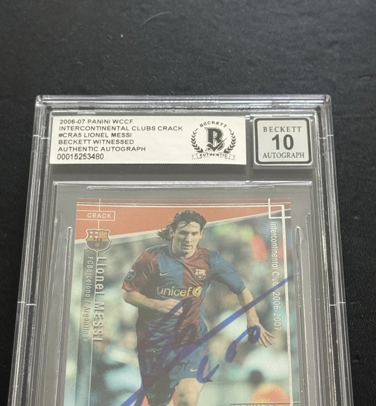 Lionel Messi — LIONEL MESSI SIGNED 2006-07 INTERCONTINENTAL CLUBS BECKETT BGS AUTO 10, image 2