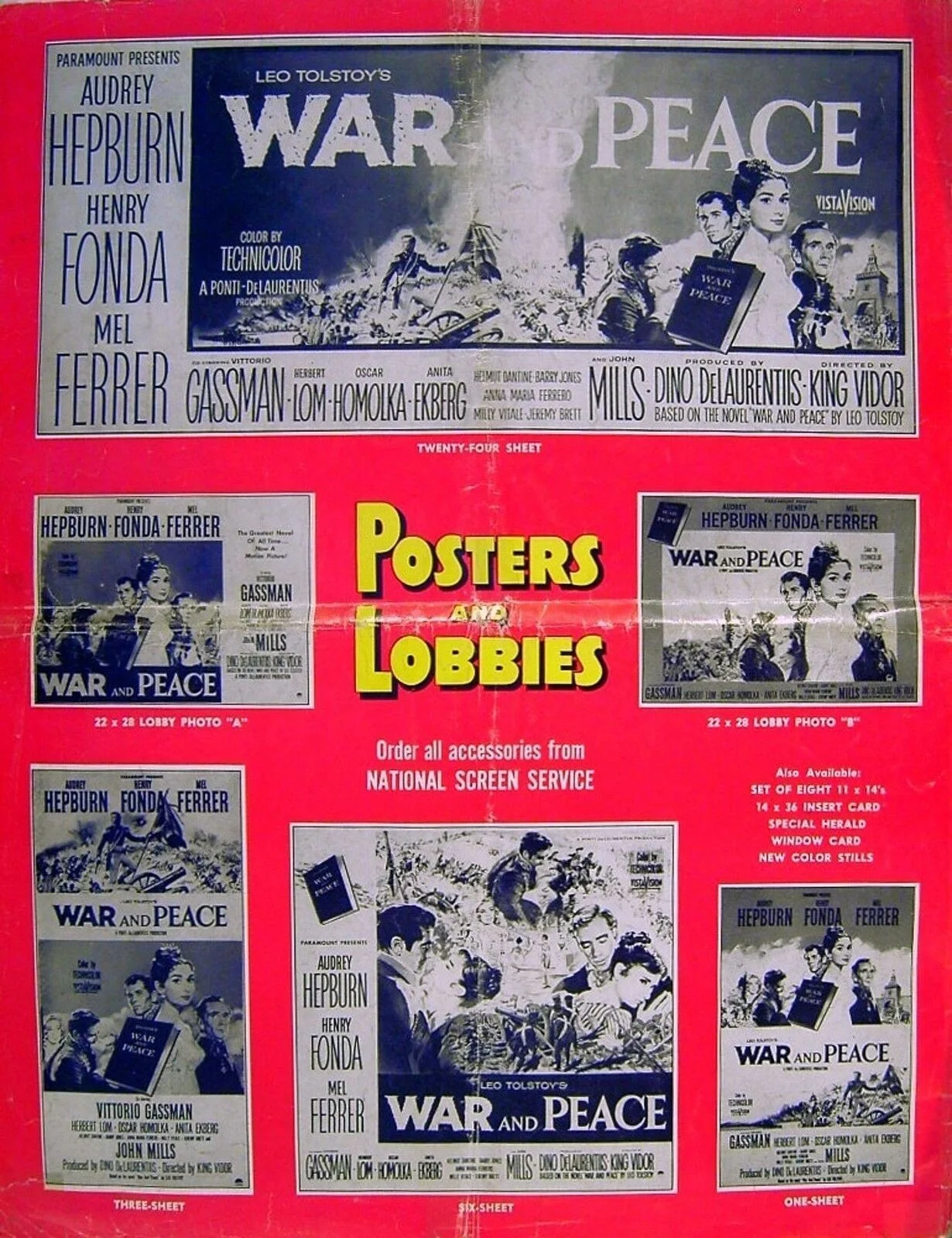 WAR AND PEACE 1956 Audrey Hepburn, Henry Fonda LEO TOLSTOY US PRESSBOOK, изображение 2