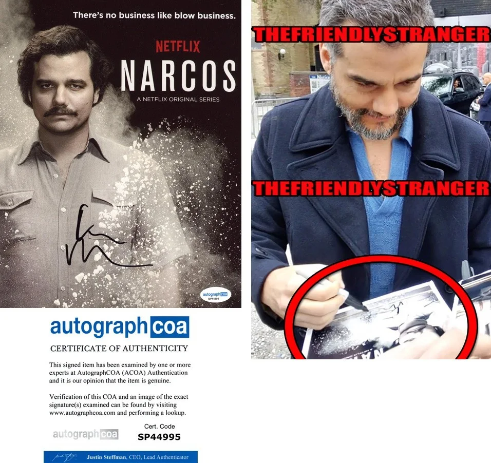 WAGNER MOURA — Wagner Moura signed "NARCOS" 8x10 Photo e EXACT PROOF Pablo Escobar ACOA COA