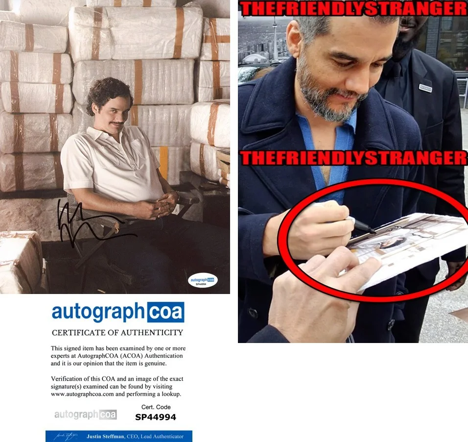 WAGNER MOURA — Wagner Moura signed "NARCOS" 8x10 Photo d EXACT PROOF Pablo Escobar ACOA COA