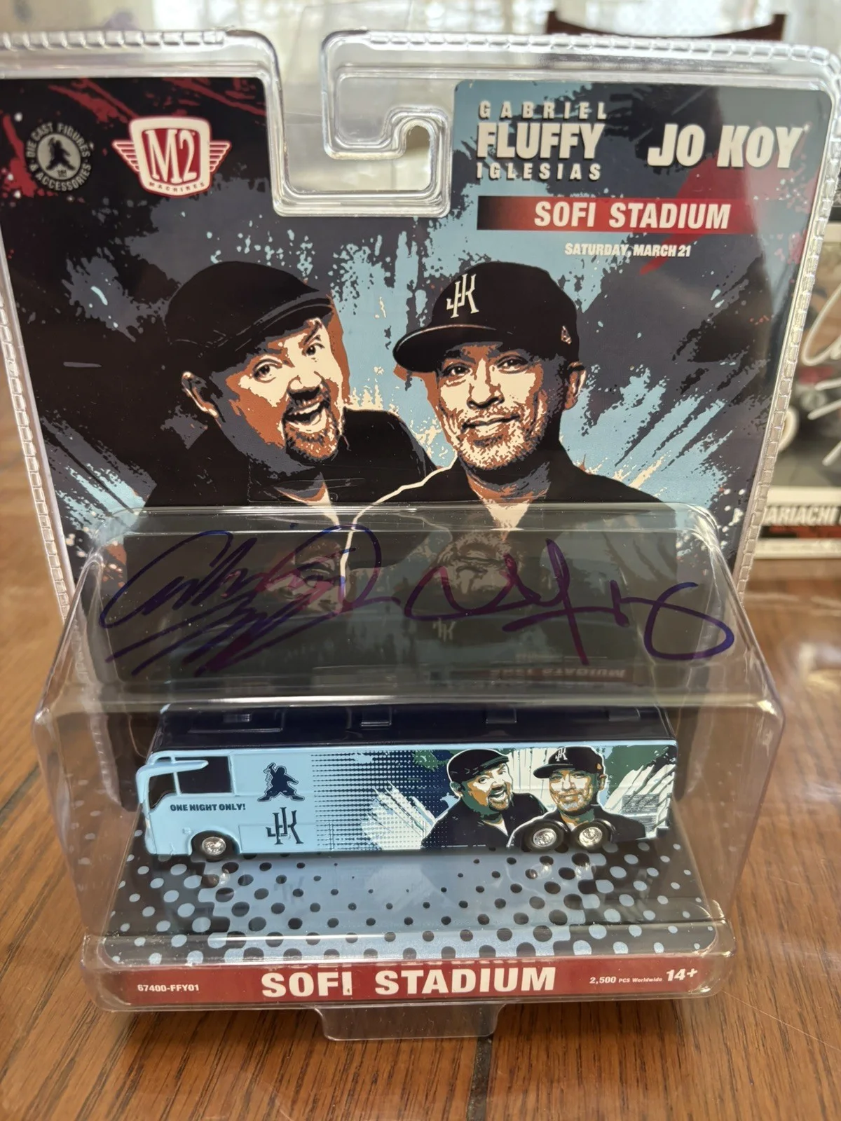 Jo koy & Gabriel fluffy Iglesias — 2026 Gabriel Iglesias Fluffy and Jo Koy Signed Sofi Stadium Exclusive Bus
