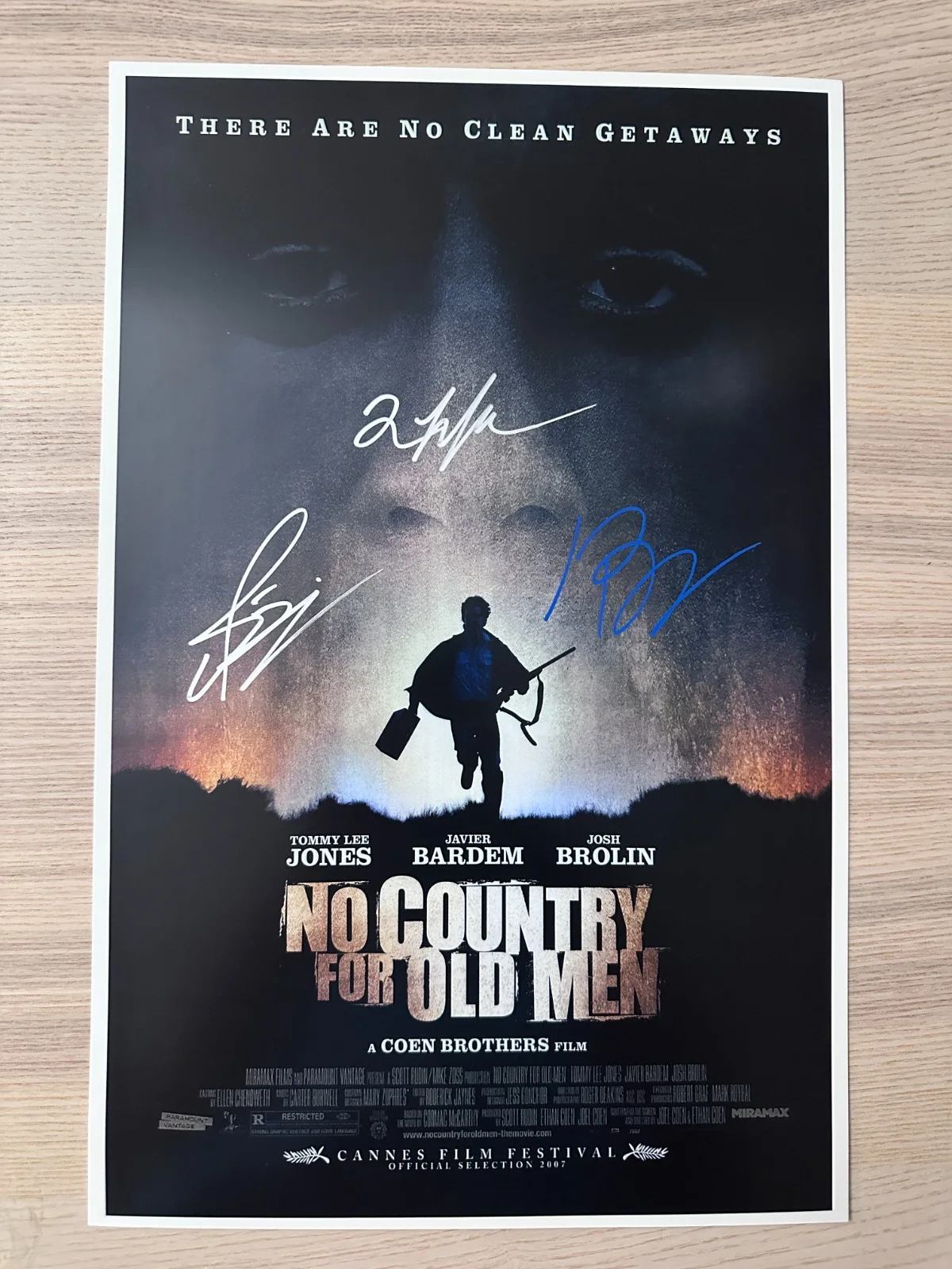 Javier Bardem, Josh Brolin & Tommy Lee Jones — NO COUNTRY FOR OLD MEN Signed Movie Photo 11x17