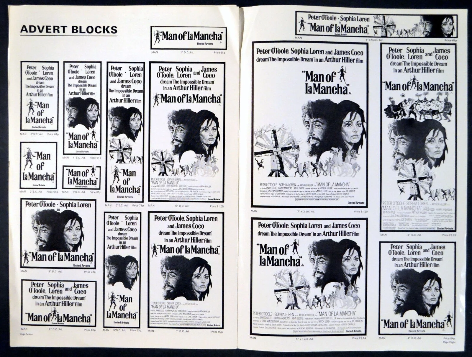 MAN OF LA MANCHA 1972 Peter O'Toole, Sophia Loren, Cervantes UK PRESSBOOK, изображение 2