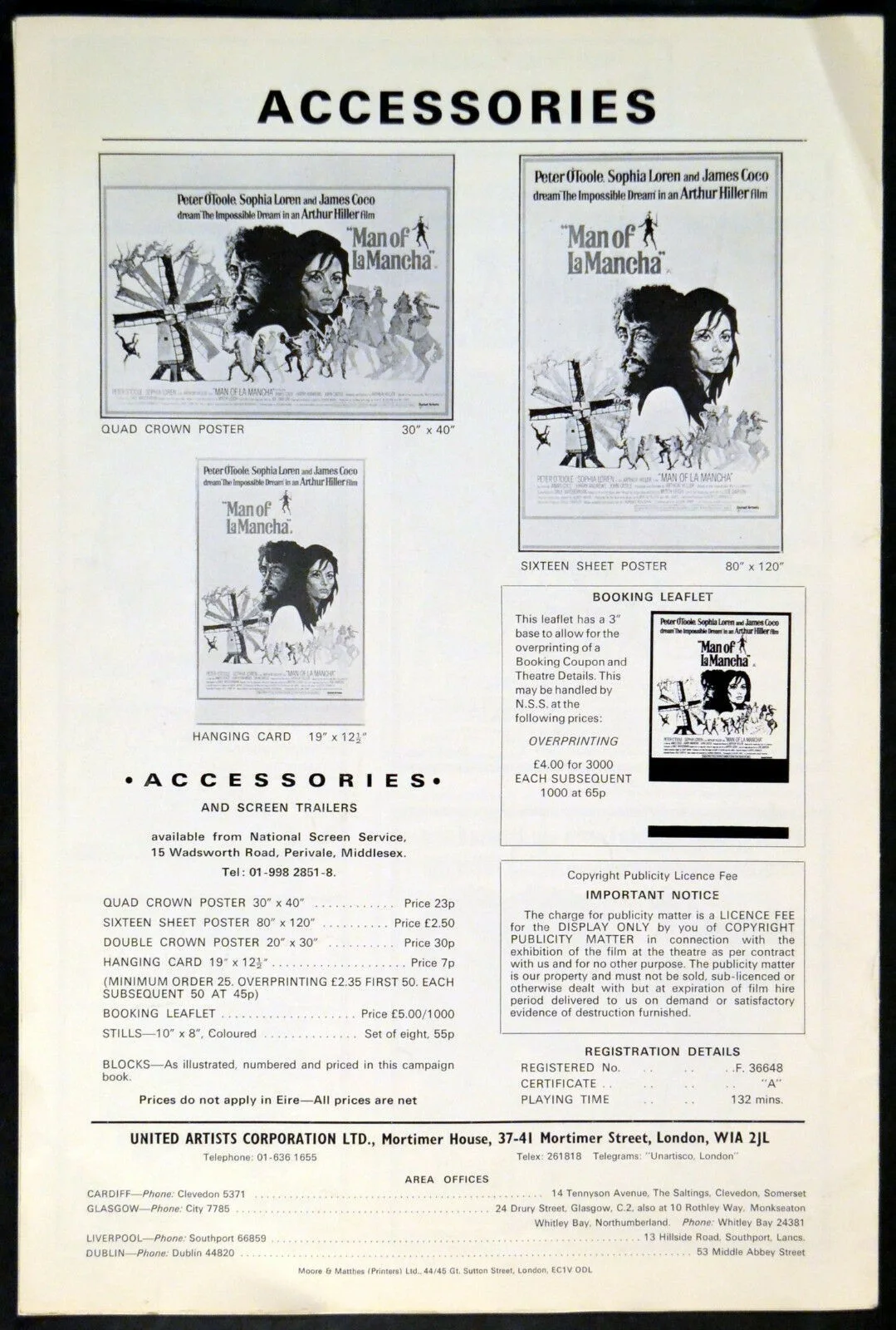 MAN OF LA MANCHA 1972 Peter O'Toole, Sophia Loren, Cervantes UK PRESSBOOK, изображение 3