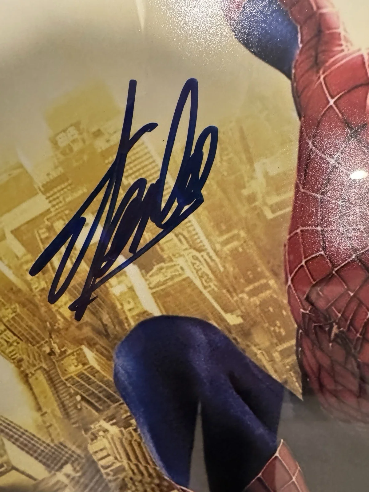 Stan Lee — Stan Lee Autographed Web Slinging Spiderman Framed Photo 16x20 - Dual PSA Cert., image 2