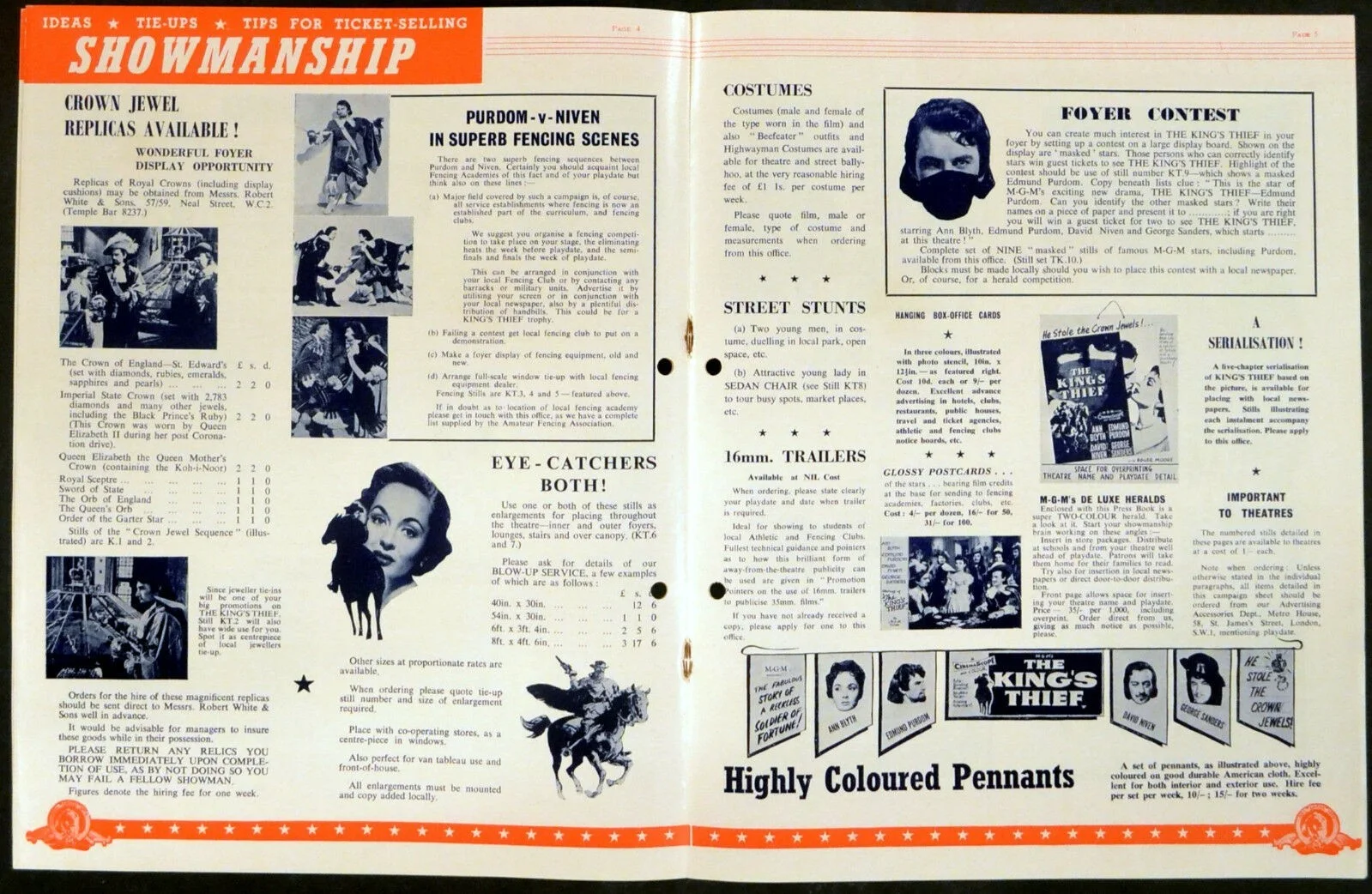 KING’S THIEF 1955 Ann Blyth, Edmund Purdom, David Niven UK CAMPAIGN BOOK, image 3