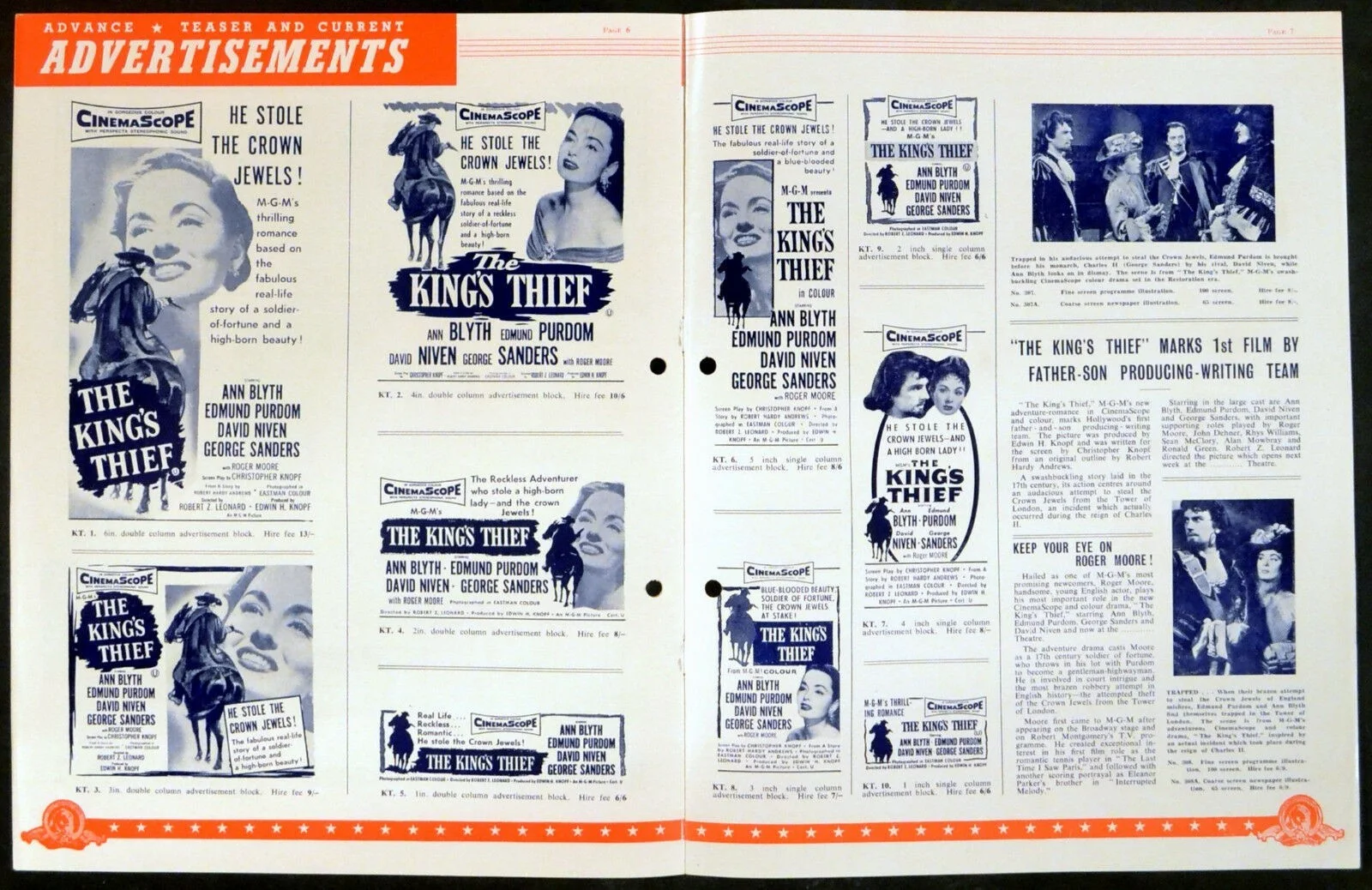 KING’S THIEF 1955 Ann Blyth, Edmund Purdom, David Niven UK CAMPAIGN BOOK, image 4