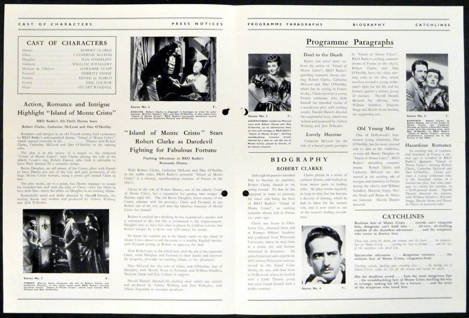 ISLAND OF MONTE CRISTO 1953 Robert Clarke, Dan O'Herlihy UK CAMPAIGN BOOK, изображение 2