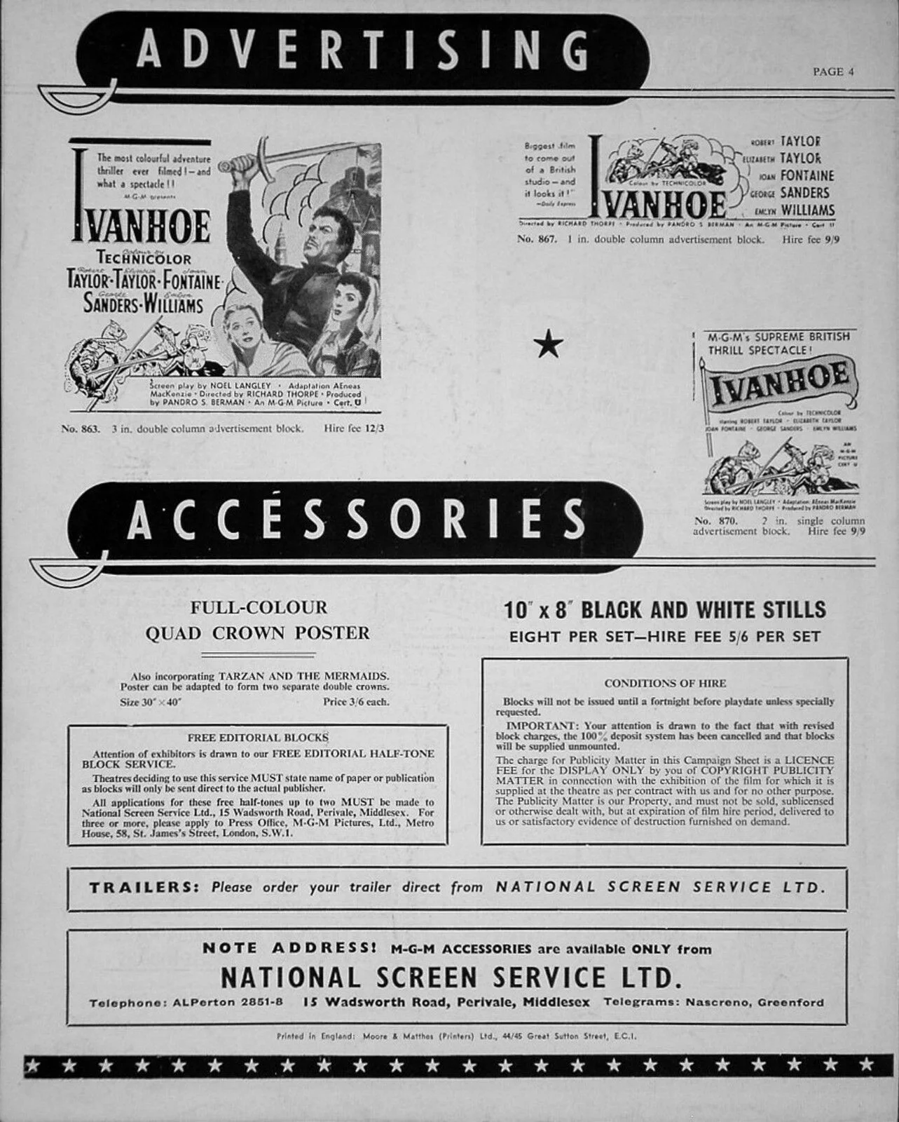 IVANHOE 1952 Robert Taylor, Elizabeth Taylor, Joan Fontaine UK PRESSBOOK, image 2