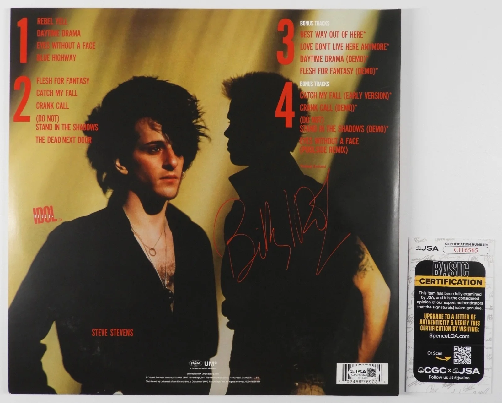 Billy Idol JSA Signed Autograph Album Record Vinyl Rebel Yell Steve Stevens, изображение 2