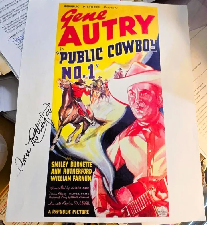 Ann Rutherford — ANN RUTHERFORD signed LOBBY CARD image 11x14 Gene Autry film + Andy Hardy & GWTW, изображение 4